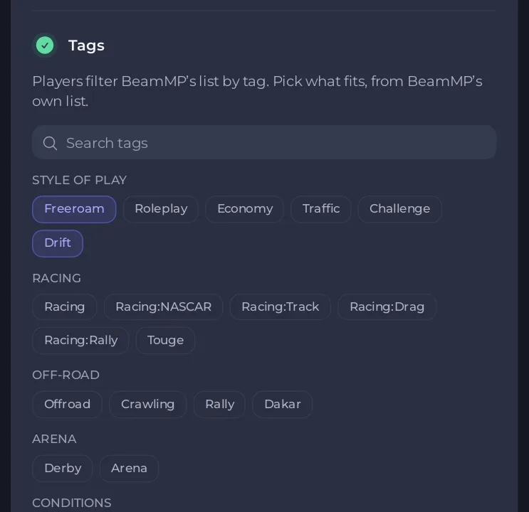 L’étape 3 de la carte Mise en ligne avec les groupes de tags