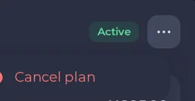 The plan actions menu with Cancel plan