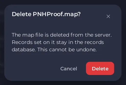 The Delete map window