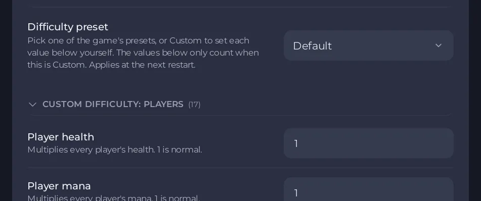 The Gameplay Settings page in the Settings tab
