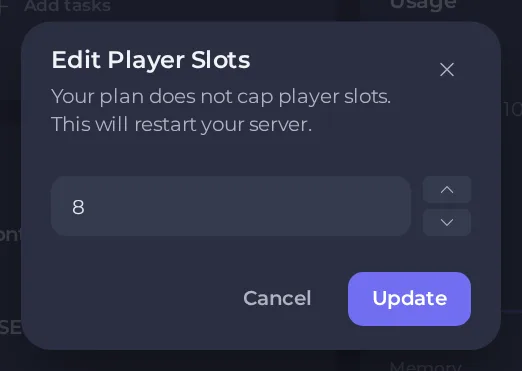 The Edit Player Slots window