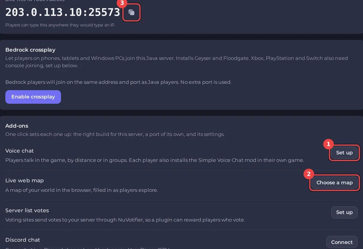 بطاقة الملحقات في المنافذ والشبكة مع الدردشة الصوتية وخريطة الويب المباشرة ودردشة Discord