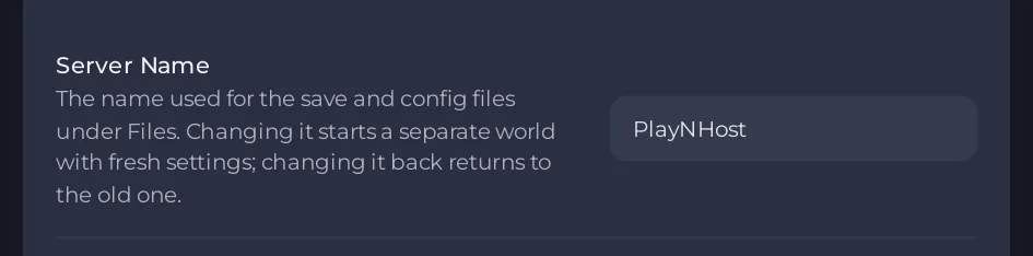 The Server Name row in Project Zomboid Game Settings