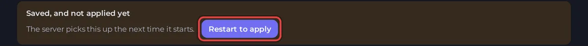 The Saved, and not applied yet notice with the Restart to apply button on the Project Zomboid Workshop tab