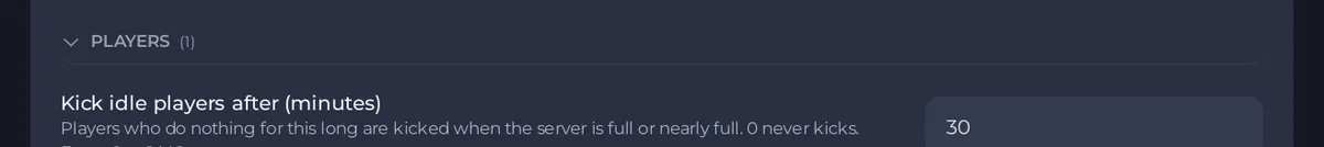 Kick idle players after (minutes) in the Players group