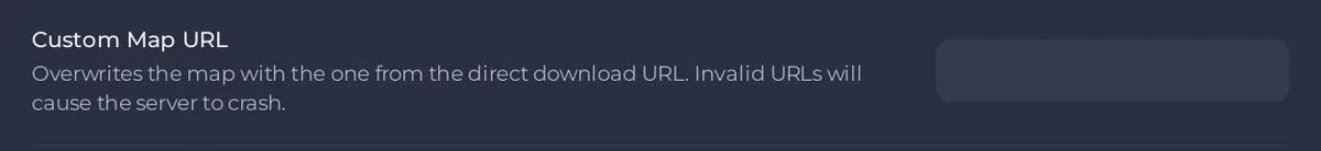 The Custom Map URL row in Game Settings