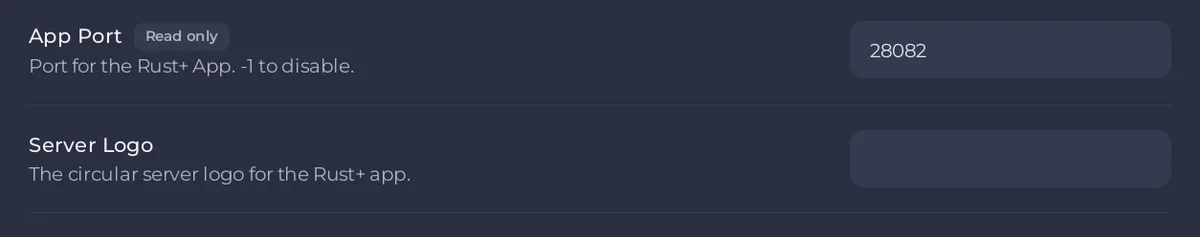 App Port and Server Logo in Game Settings