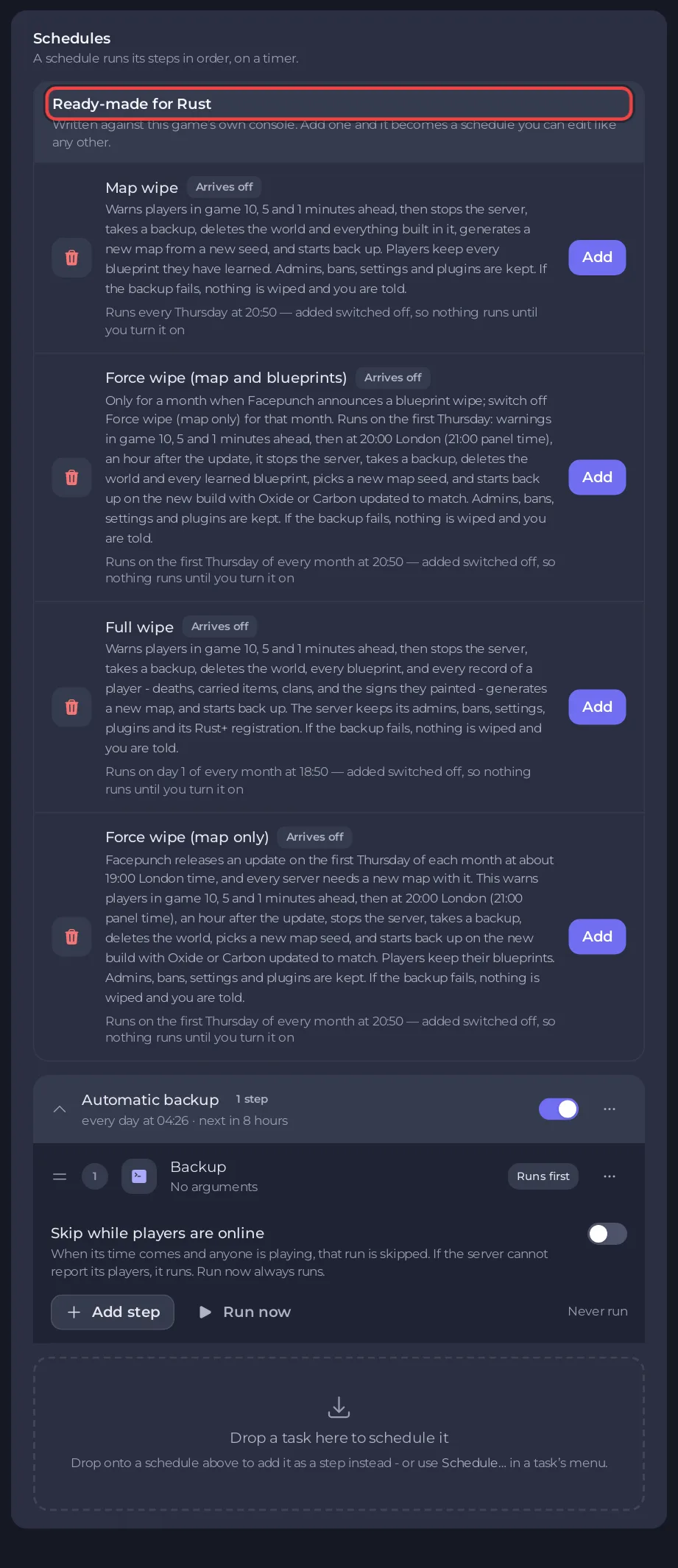 The Ready-made for Rust list on Quick Tasks