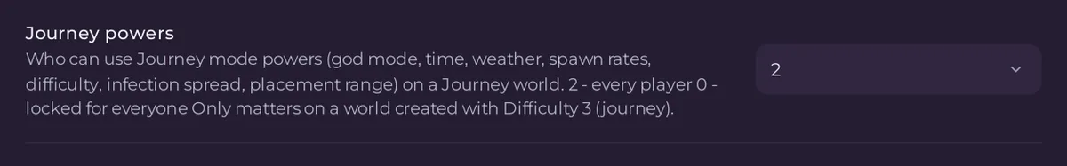 Die Einstellung Journey-Kräfte in den Spieleinstellungen