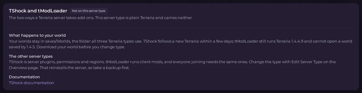 Karta Modowanie serwera Terraria Vanilla